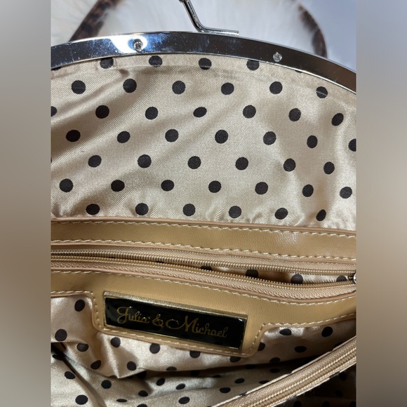 Julia & Michael Bling Flower Leopard Tote Patent Leather Kiss-lock Tote - Picture 9 of 13